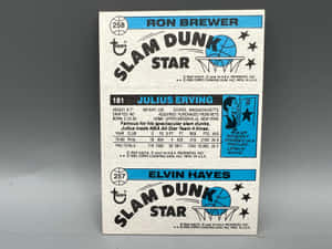 復古1980年代Topps Slam Dunk Star籃球卡背面，附有球員統計數據和電影宣傳。 — 運動 壁紙