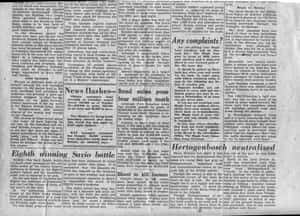黑白復古報紙，帶有戰時標題和密集文字。 — Old Paper 壁紙