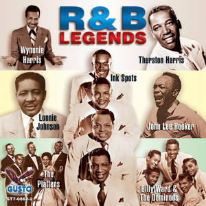 R&B傳奇人物拼貼畫，包括Wynonie Harris、Thurston Harris、Lonnie Johnson、Ink Spots、John Lee Hooker、The Platters和Billy Ward & — 專輯封面 壁紙