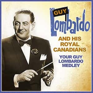 Guy Lombardo 身穿燕尾服手持指揮棒的復古音樂海報。 — 音樂 壁紙