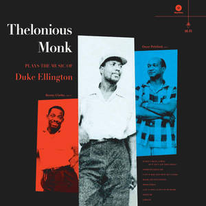 專輯封面 featuring 爵士音樂家 Thelonious Monk、Kenny Clarke 和 Oscar Pettiford 在彩色面板中。 — 桌面 壁紙