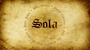 復古羊皮紙上帶有「Sola」一詞和哥德字體的拉丁短語。 — 靈性動圖 壁紙