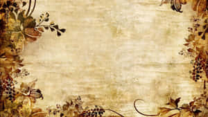 帶有秋日花環設計的復古羊皮紙。 — 秋天 壁紙