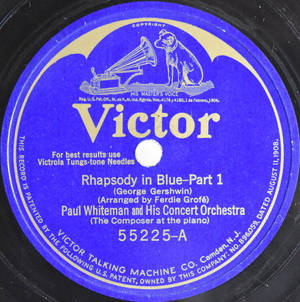 Paul Whiteman 的 Rhapsody in Blue Part 1 的藍色 Victor 唱片標籤。 — 音樂 壁紙