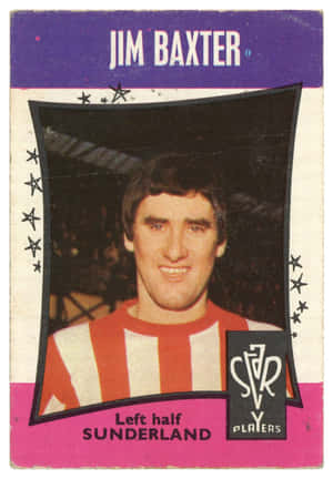 Jim Baxter 穿著紅白條紋球衣的復古足球員卡。 — 運動 壁紙