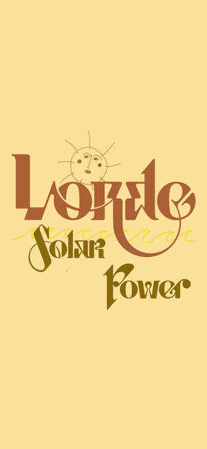 黃色背景上的Lorde Solar Power文字及太陽臉孔圖案 — iPhone 12 壁紙