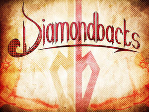 Diamondbacks 棒球隊標誌，紅色文字和蛇形設計，紋理背景。 — 亞利桑那響尾蛇 壁紙
