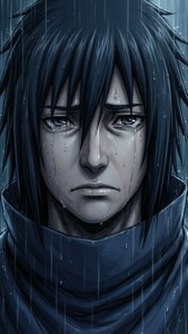 情感豐富的寧次在雨中帶著悲傷的表情。 — 寧次 壁紙