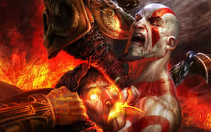 克雷多斯在《God of War》的熾熱戰鬥場景中 — 戰神 壁紙