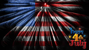 煙火形成美國國旗形狀，帶有「Happy 4th of July」文字。 — 獨立紀念日 壁紙