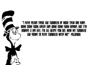 戴帽子的貓手持Dr. Seuss名句 — 搞笑貓咪 壁紙