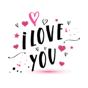 帶有粉紅色愛心和星星的 i love you 訊息 — 我愛你 壁紙