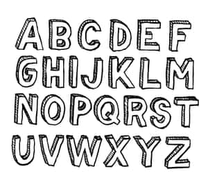 從A到Z的黑白手繪3D字母。 — 簡約暗黑美學 壁紙
