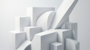 白色幾何形狀的極簡抽象雕塑，帶有柔和陰影。 — 白色美學動圖 壁紙