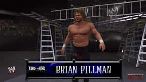 摔角手 Brian Pillman 在黑暗的競技場中，有梯子和群眾。 — 電玩遊戲 GIF 壁紙