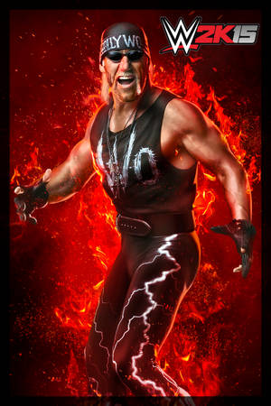 WWE 2K15 遊戲藝術中的 Hulk Hogan 被火焰包圍。 — BLACKPINK 標誌 壁紙