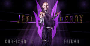 摔角手 Jeff Hardy 在場上，帶有紫色燈光和文字 — 湯姆·哈迪 壁紙