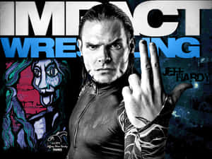 摔角手 Jeff Hardy 做出三根手指的手勢，眼神專注。 — 運動 壁紙