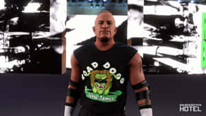 摔角手 Jesse James 身穿黑色無袖襯衫，帶有綠色 Road Dogg 標誌，在摔角場中。 — 運動 壁紙