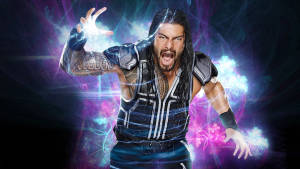 Roman Reigns 在充滿活力的宇宙場景中釋放電能。 — 插畫 壁紙