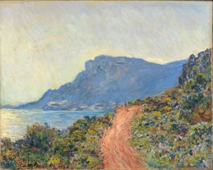 克勞德·莫內的《摩納哥的濱海大道》，創作於1884年，畫布油畫。將這幅藝術作品下載為適用於桌面、平板或手機的高解析度桌布。