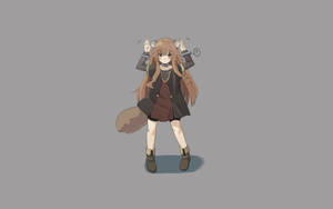 擁有狐狸耳朵和尾巴的動漫女孩看起來很驚訝，雙手舉起。 — 火影忍者 卡卡西 壁紙
