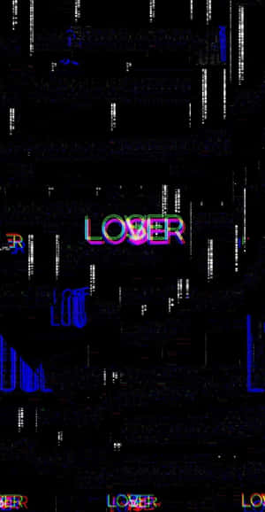 故障藝術，黑色背景上帶有霓虹色的「LOSER」字樣和數位雜訊。 — 情緒 壁紙