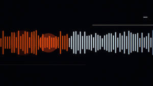 音頻波形圖形，以橙色和白色條紋在黑色背景上呈現。 — Soundcloud 壁紙