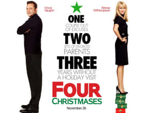 電影《Four Christmases》的海報， featuring 演員文斯·沃恩和瑞絲·薇斯朋。 — 文斯·卡特 壁紙