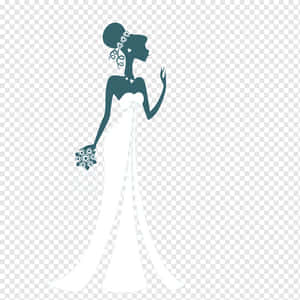 身穿白色婚紗的新娘手持花束的剪影。 — 婚紗 壁紙
