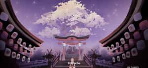日式建築與背景樹木