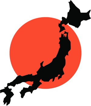 日本剪影紅太陽