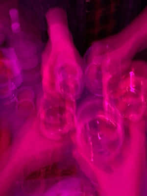 夜間派對中手拿發光粉紅色杯子。 — 粉紅色 壁紙