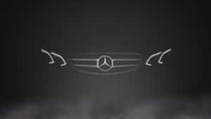 Mercedes-Benz 水箱護罩和標誌在黑暗煙霧氛圍中與風格化頭燈一同發光。 — Mercedes Benz C300 壁紙