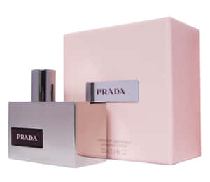粉紅色和銀色簡約設計的 Prada 香水瓶和盒子。 — 義大利 GIF 壁紙