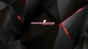 黑色幾何背景上的Counter Strike Global Offensive標誌，帶有紅色亮點。 — 黑與紅 壁紙
