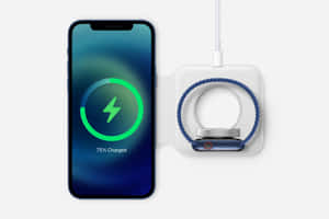 智慧型手機和智慧手錶在白色表面上無線充電。 — 3:2 壁紙