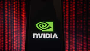 紅色數位背景的手機螢幕上NVIDIA標誌 — Nvidia GIF 壁紙
