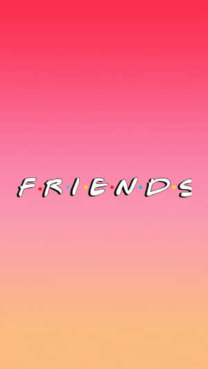 Friends 電視節目標誌在粉紅橙色漸變背景上。 — 摯友永遠 壁紙