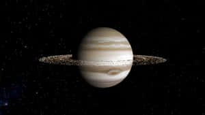帶有暗淡光環的木星，背景是星光燦爛的宇宙。 — 土星 壁紙