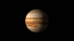 木星在星空背景下呈現米色和棕色的漩渦帶 — 木星 GIF 壁紙
