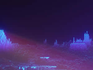 夜晚發光的霓虹建築組成的未來主義城市景觀。 — 霓虹 壁紙