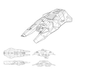 以多個技術視角展示的未來太空船設計。 — 太空船 壁紙