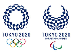 東京2020奧運及帕運官方標誌，帶有藍色格紋圖案及符號。 — 奧運 壁紙