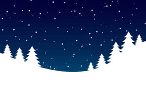 冬季夜景，松樹和飄雪，星空燦爛。 — 冬季風景 壁紙