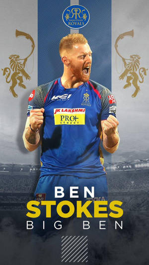 板球運動員 Ben Stokes 穿著拉賈斯坦皇家隊制服慶祝。 — 拉賈斯坦皇家隊 壁紙