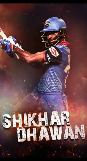 板球運動員 Shikhar Dhawan 揮動球棒，火花四濺。 — 德里 壁紙