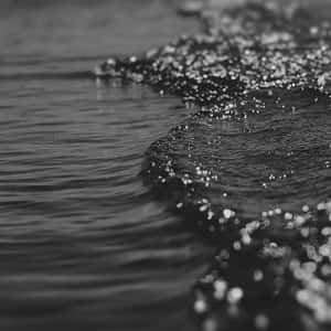 黑白海浪照片，帶有閃爍水珠 — 海洋桌面 壁紙