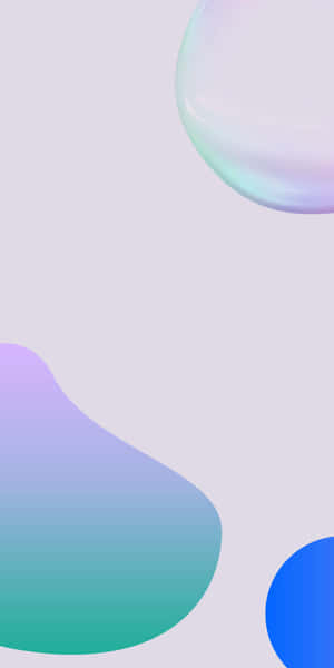 在薰衣草背景上漂浮的柔和粉彩色抽象形狀。 — Pixel 3 壁紙