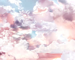 粉彩粉紅和薰衣草雲朵，溫柔的陽光穿透寧靜的天空。 — 雲朵 GIF 壁紙